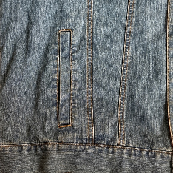 Wrangler blanket lined corduroy collar button down blue denim jean jacket - Picture 9 of 16